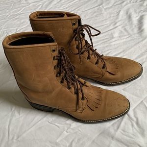 Vintage Laredo lace up kiltie boots tan size 9.5